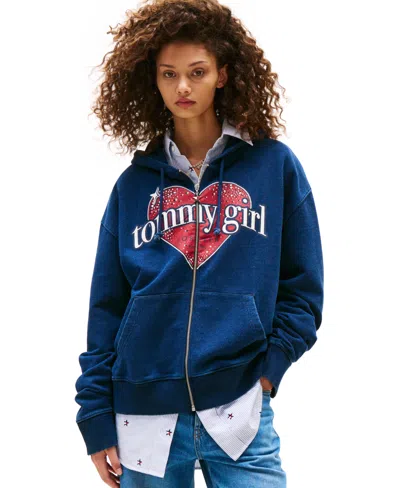 Tommy Jeans Tommy Girl Women's Full Zip Hoodie In Blue