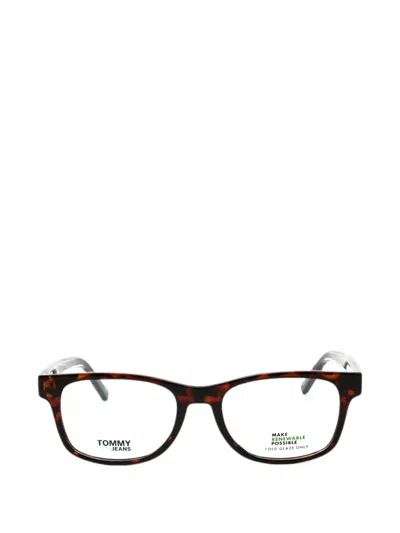 Tommy Jeans Tortoiseshell-effect Rectangle-frame Glasses In Brown
