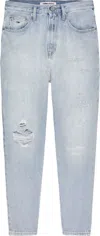 Tommy Jeans Light Blue Cotton Ripped Jeans In Blu Blu E Verdi