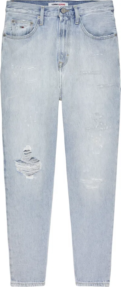 Tommy Jeans Light Blue Cotton Ripped Jeans In Blu Blu E Verdi