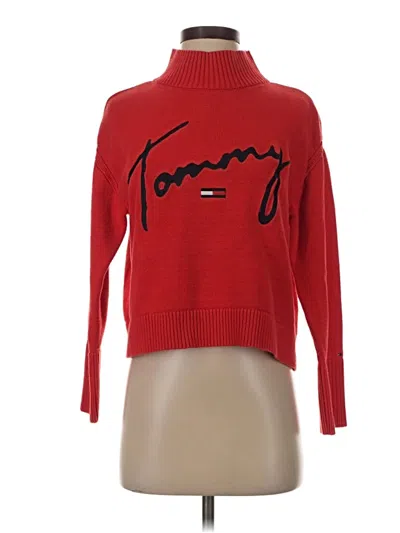 Pre-owned Tommy Jeans Turtleneck Sweater In Red