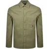 Tommy Jeans Regular Twill Shirts In Washed Khaki-green In Green