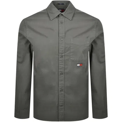Tommy Jeans Regular Twill Shirts In Washed Black