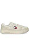 Tommy Jeans Two-tone Lace-up Leather Trainers In Neutrals