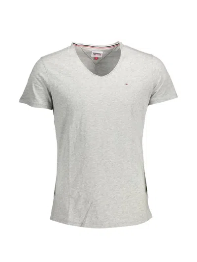 Tommy Jeans V-neck Cotton T-shirt In Gray