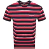 Tommy Jeans Waffle Script Stripe T Shirt Navy In Blue