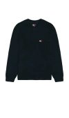 Tommy Jeans Waffle Sweater In Dark Night Navy Melange