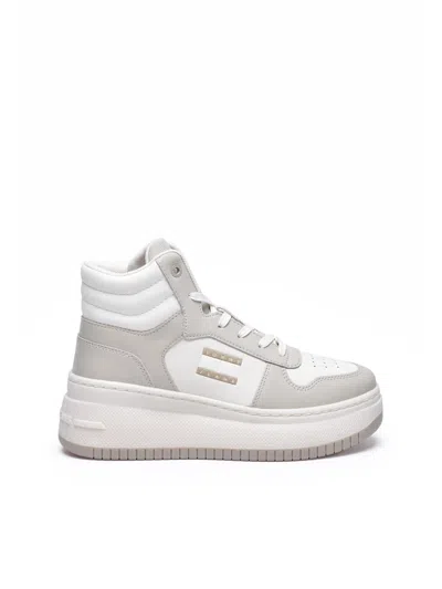 Tommy Jeans White High-top Basket Sneakers In Pink