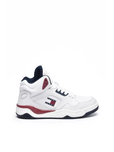 Tommy Jeans White Perforated Mid-top Sneakers In Multi