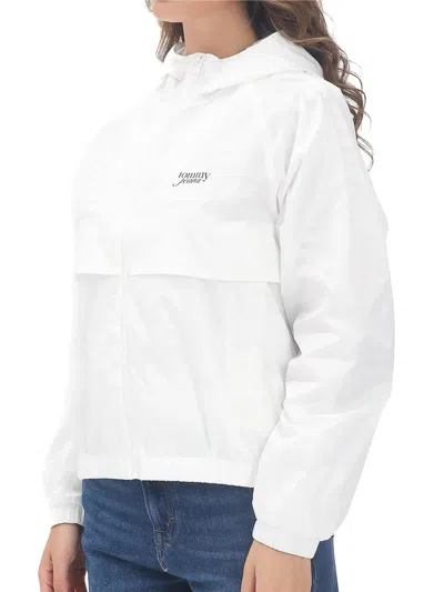 Tommy Jeans White Polyamide Hooded Windbreaker