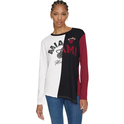 Tommy Jeans White/black Miami Heat Amelia Color Blocked Long Sleeve T-shirt
