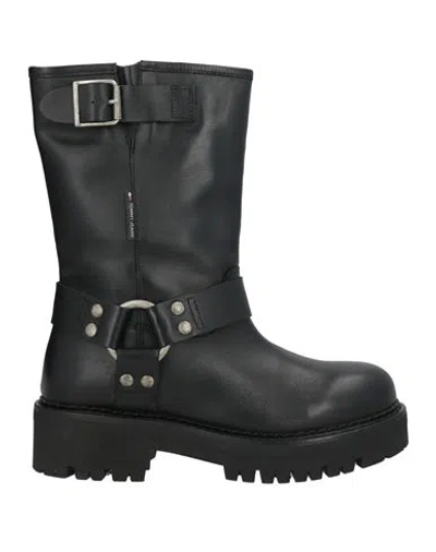 Tommy Jeans Woman Ankle Boots Black Size 7.5 Leather