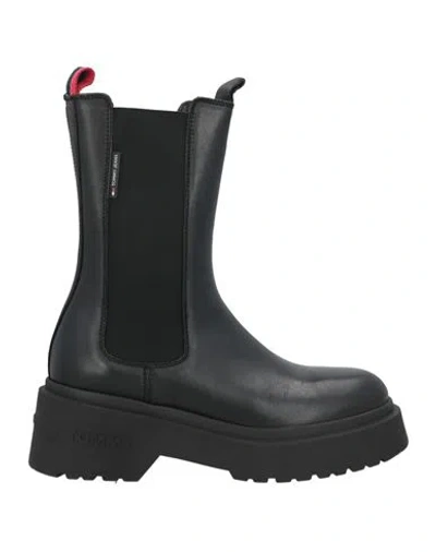 Tommy Jeans Woman Ankle Boots Black Size 7.5 Leather