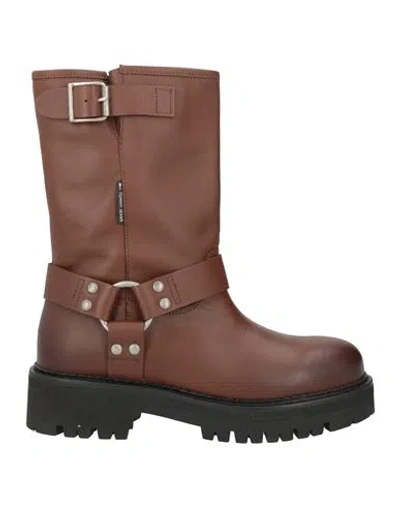 Tommy Jeans Woman Ankle Boots Chocolate Brown Size 6.5 Leather
