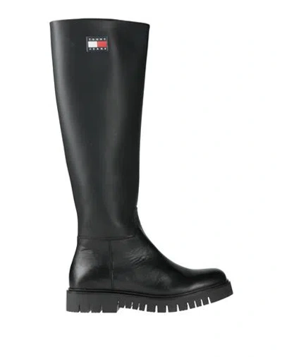 Tommy Jeans Woman Boot Black Size 7.5 Leather