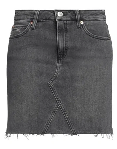 Tommy Jeans Woman Denim Skirt Charcoal Size 26 Cotton, Elastane In Black
