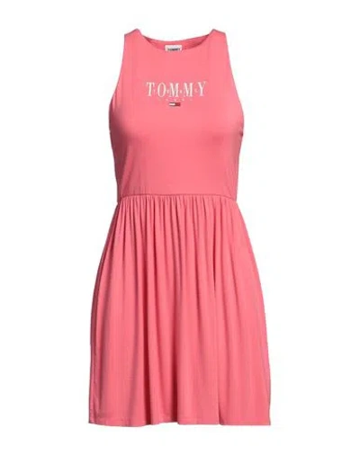 Tommy Jeans Woman Mini Dress Coral Size L Viscose, Elastane In Red