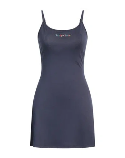 Tommy Jeans Woman Mini Dress Navy Size M Viscose, Polyester, Elastane In Navy Blue