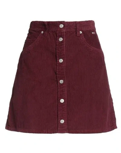 Tommy Jeans Woman Mini Skirt Burgundy Size S Cotton In Brown