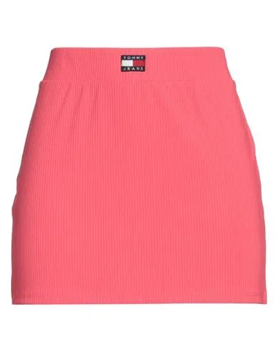 Tommy Jeans Woman Mini Skirt Coral Size S Polyester, Elastane In Red