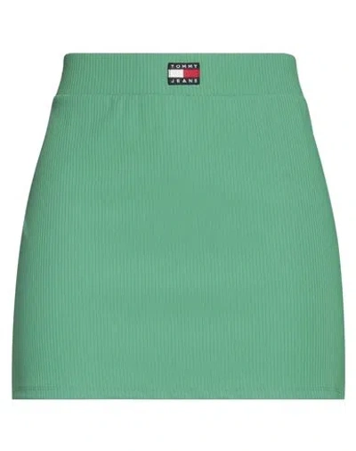 Tommy Jeans Woman Mini Skirt Green Size L Polyester, Elastane