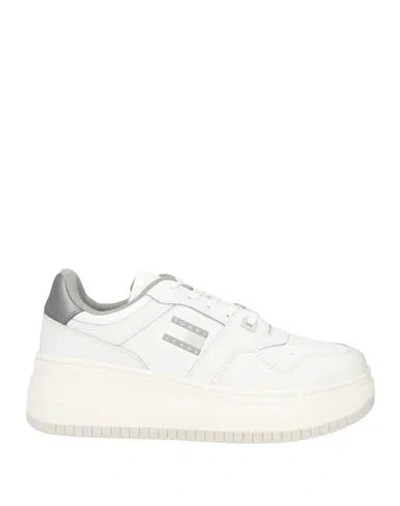 Tommy Jeans Woman Sneakers Off White Size 10 Leather, Textile Fibers In Animal Print