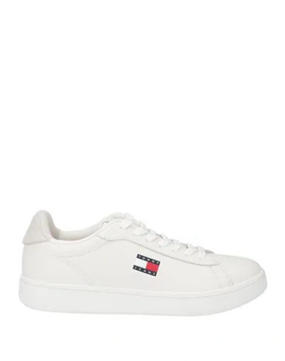 Tommy Jeans Woman Sneakers White Size 7.5 Leather, Textile Fibers