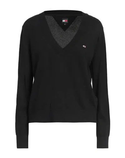 Tommy Jeans Woman Sweater Black Size M Cotton, Viscose, Polyamide