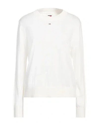 Tommy Jeans Woman Sweater White Size L Cotton, Viscose, Polyamide