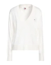 Tommy Jeans Woman Sweater White Size M Cotton, Viscose, Polyamide