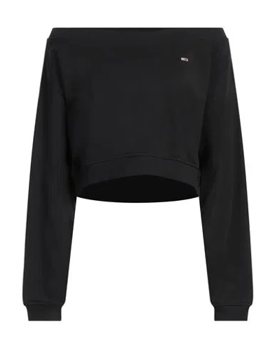 Tommy Jeans Woman Sweatshirt Black Size L Cotton, Polyester