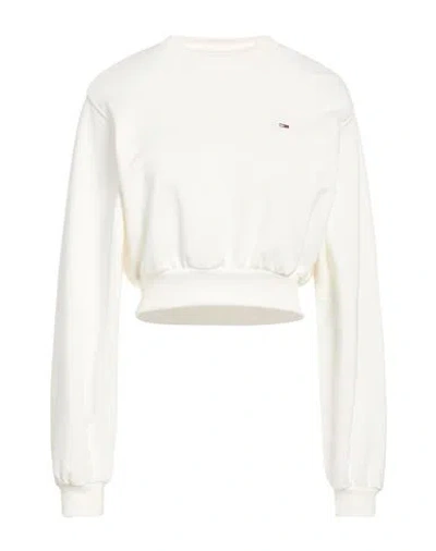 Tommy Jeans Woman Sweatshirt Ivory Size Xs Cotton In Multi