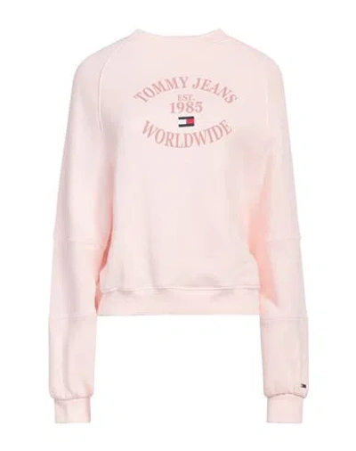 Tommy Jeans Woman Sweatshirt Light Pink Size S Cotton, Elastane