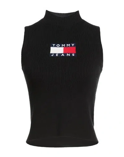Tommy Jeans Woman Top Black Size Xs Viscose, Polyester, Polyamide In Multi