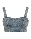 Tommy Jeans Woman Top Blue Size S Recycled Cotton, Recycled Elastane In Blue