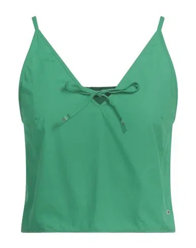 Tommy Jeans Woman Top Green Size M Cotton