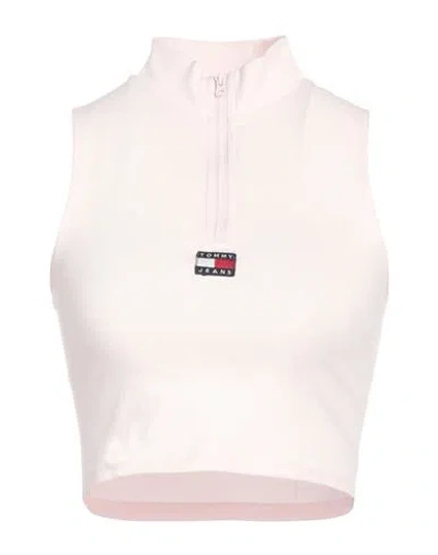 Tommy Jeans Woman Top Pink Size L Cotton, Elastane