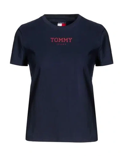 Tommy Jeans Woman T-shirt Midnight Blue Size L Cotton
