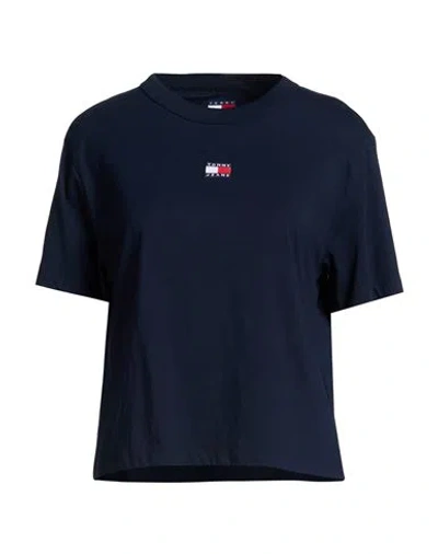 Tommy Jeans Woman T-shirt Midnight Blue Size L Cotton