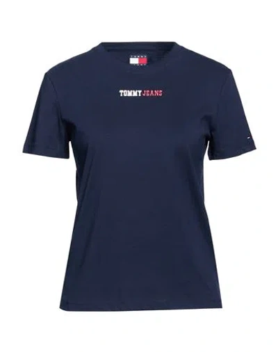 Tommy Jeans Woman T-shirt Midnight Blue Size L Cotton