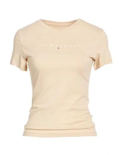 Tommy Jeans Woman T-shirt Sand Size L Cotton In Neutral