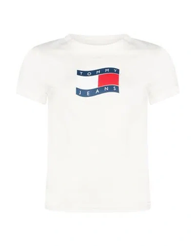 Tommy Jeans Woman T-shirt White Size L Recycled Cotton In Multi