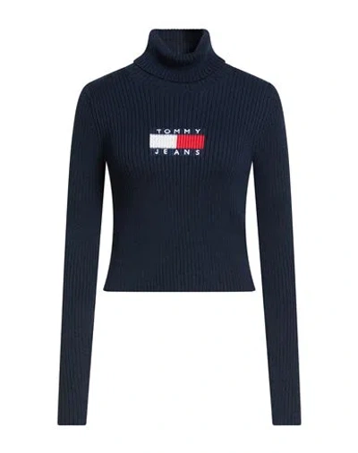 Tommy Jeans Woman Turtleneck Midnight Blue Size Xs Polyester, Wool