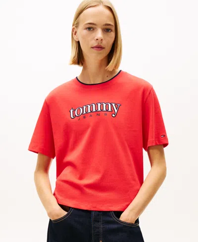 Tommy Jeans Women's Boxy Tommy Applique T-shirt In Red