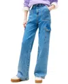 Tommy Jeans Women's Claire High-rise Wide-leg Cargo Jeans In Blue