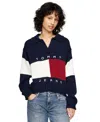 Tommy Jeans Women's Collared Logo Flag Rugby Sweater In Dark Night Navy