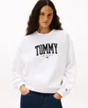 Tommy Jeans Women's Collegiate Crewneck Logo Sweatshirt In White
