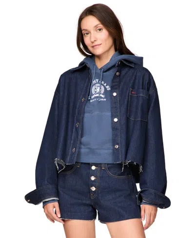 TOMMY JEANS WOMEN'S COTTON CROPPED DENIM SHIRT JACKET