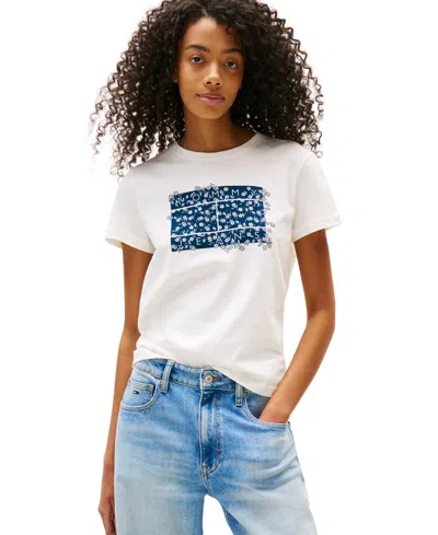 Tommy Jeans Women's Cotton Floral-flag Graphic T-shirt