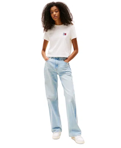 Tommy Jeans Women's Cotton Logo Graphic T-shirt In Ancient White